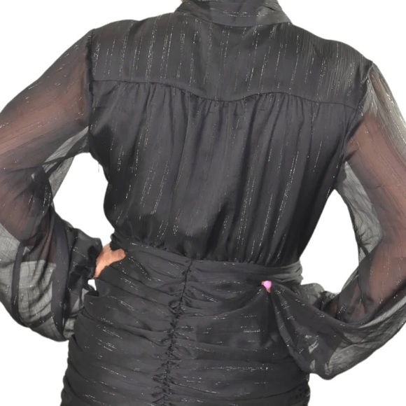 House of Harlow 1960 Ruched Long Sleeves Little Black Dress - Picture 11 of 11